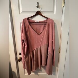 We The Free Pink Asymmetrical Tunic Top